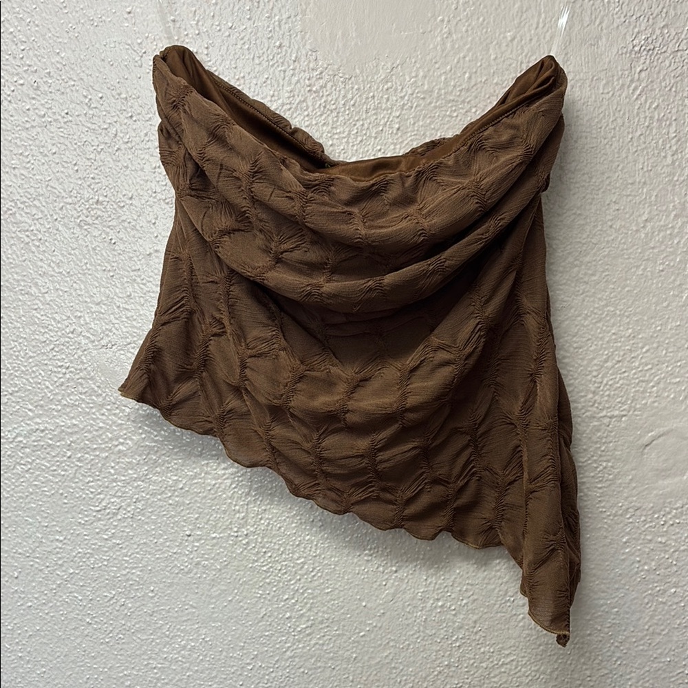 Brown Textured Crop Top